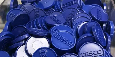 Tesco blue plastic coins