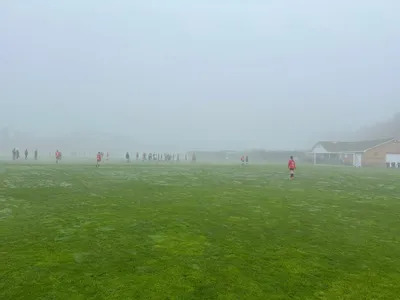 Misty football field