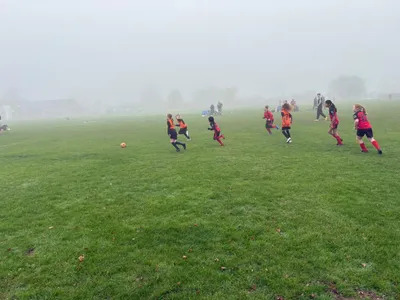 Misty football field